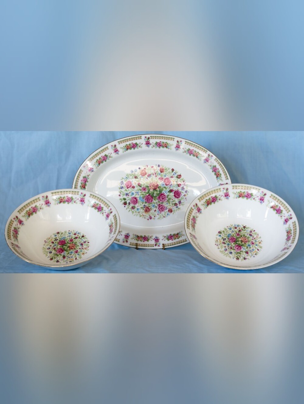 Elegantly Beautiful Dianbai Porcelain Factory,Chintz Serving Pieces.Vintage Rare